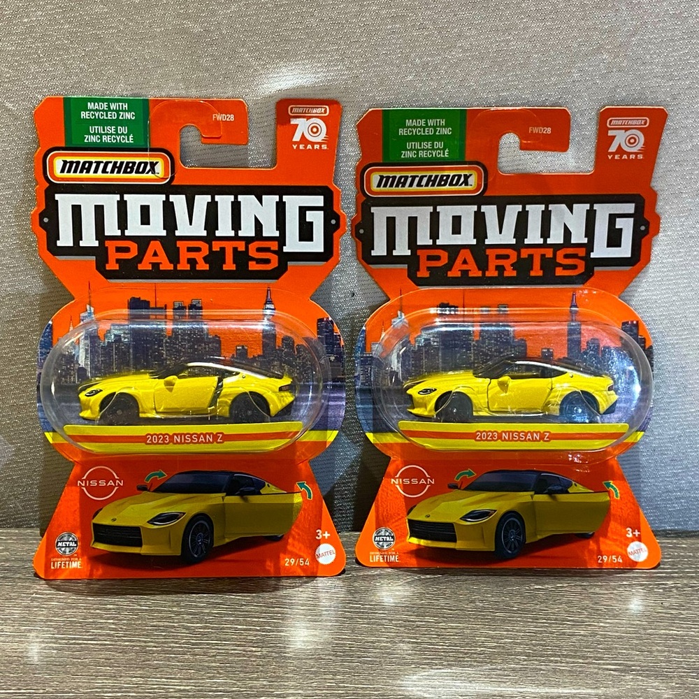 MATCHBOX 2023 Nissan Z Yellow Moving Parts Diecast Car Lot Of 2ea